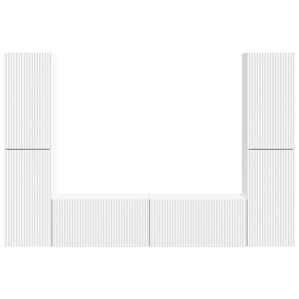 TV Cabinet Set Modern Minimalist White 6 Piece Storage Unit