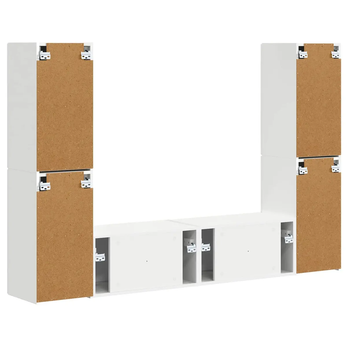 TV Cabinet Set Modern Minimalist White 6 Piece Storage Unit