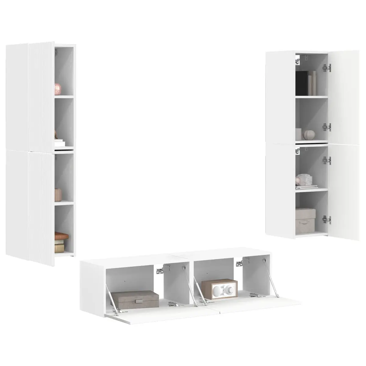 6-Piece White TV Cabinet