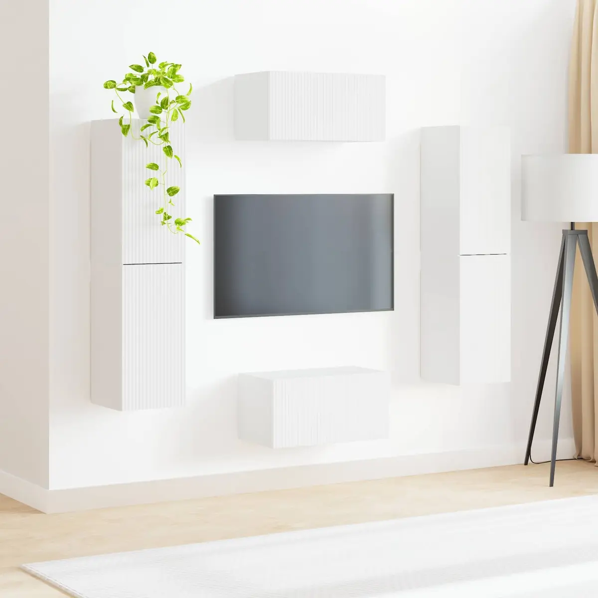 6-Piece White TV Cabinet