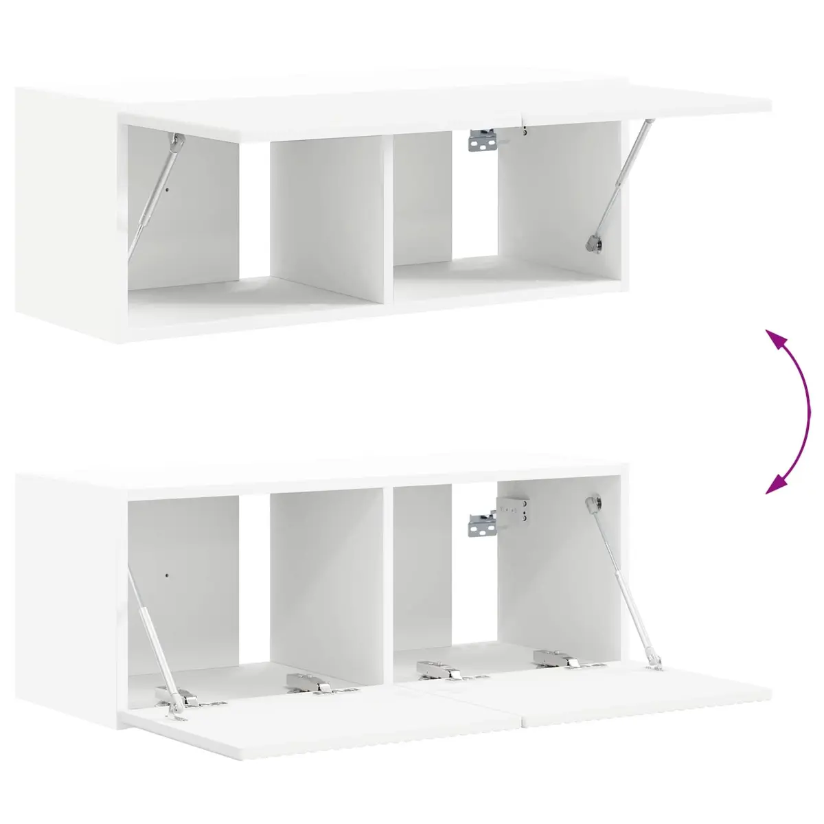 White Wall Mounted TV Cabinet Set 8 Piece Storage Unit for Organized Living Room