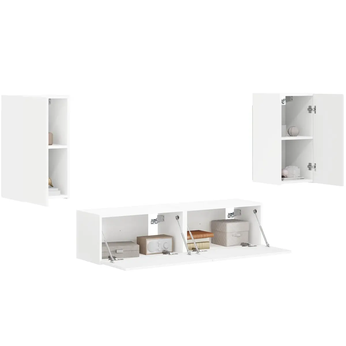 TV Cabinet Set 4 Piece White Entertainment Centre Storage Unit