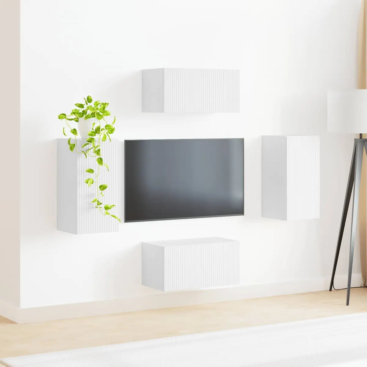 TV Cabinet Set 4 Piece White Entertainment Centre Storage Unit
