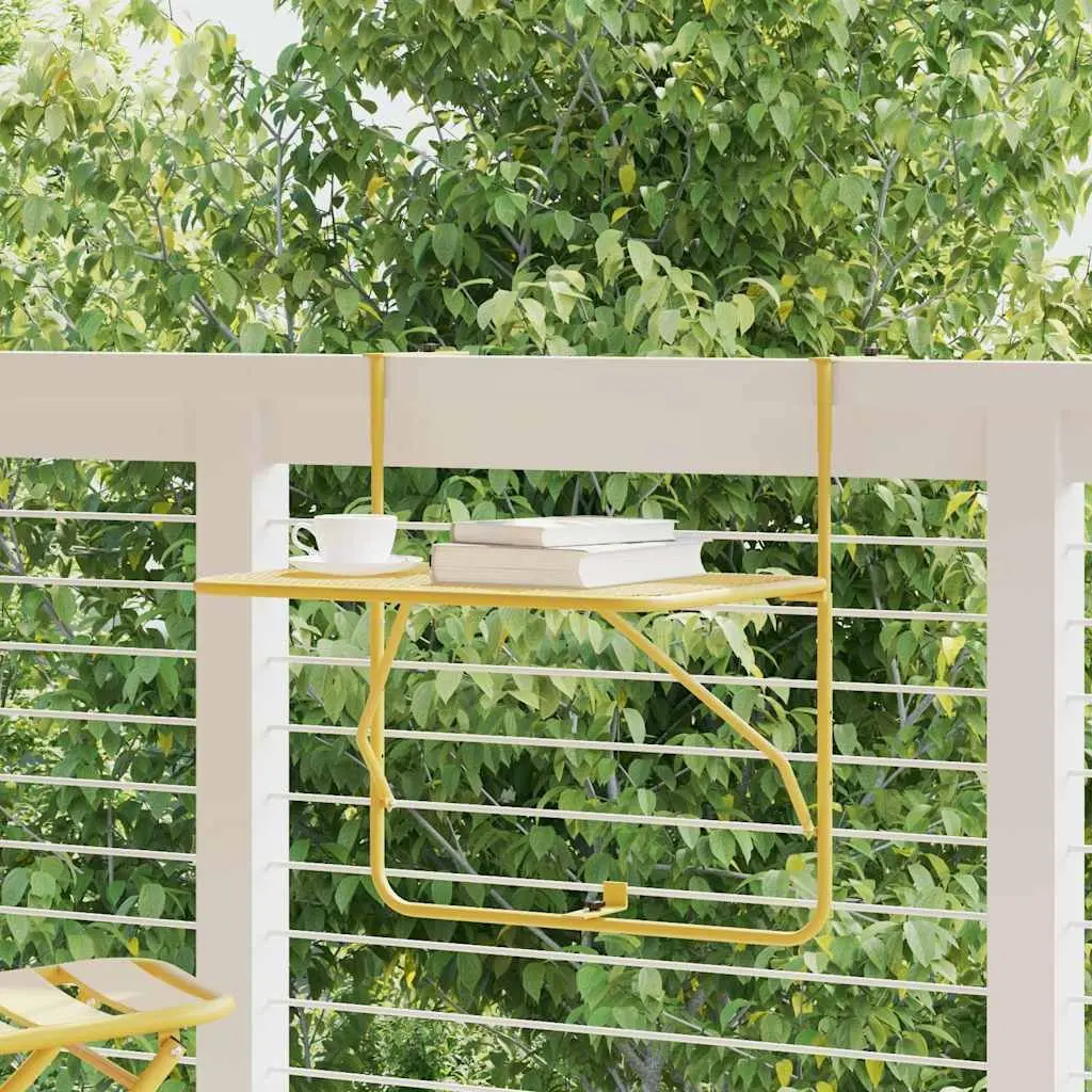 Foldable Balcony Table Outdoor Patio Coffee Side Table 60x40cm Gold Steel