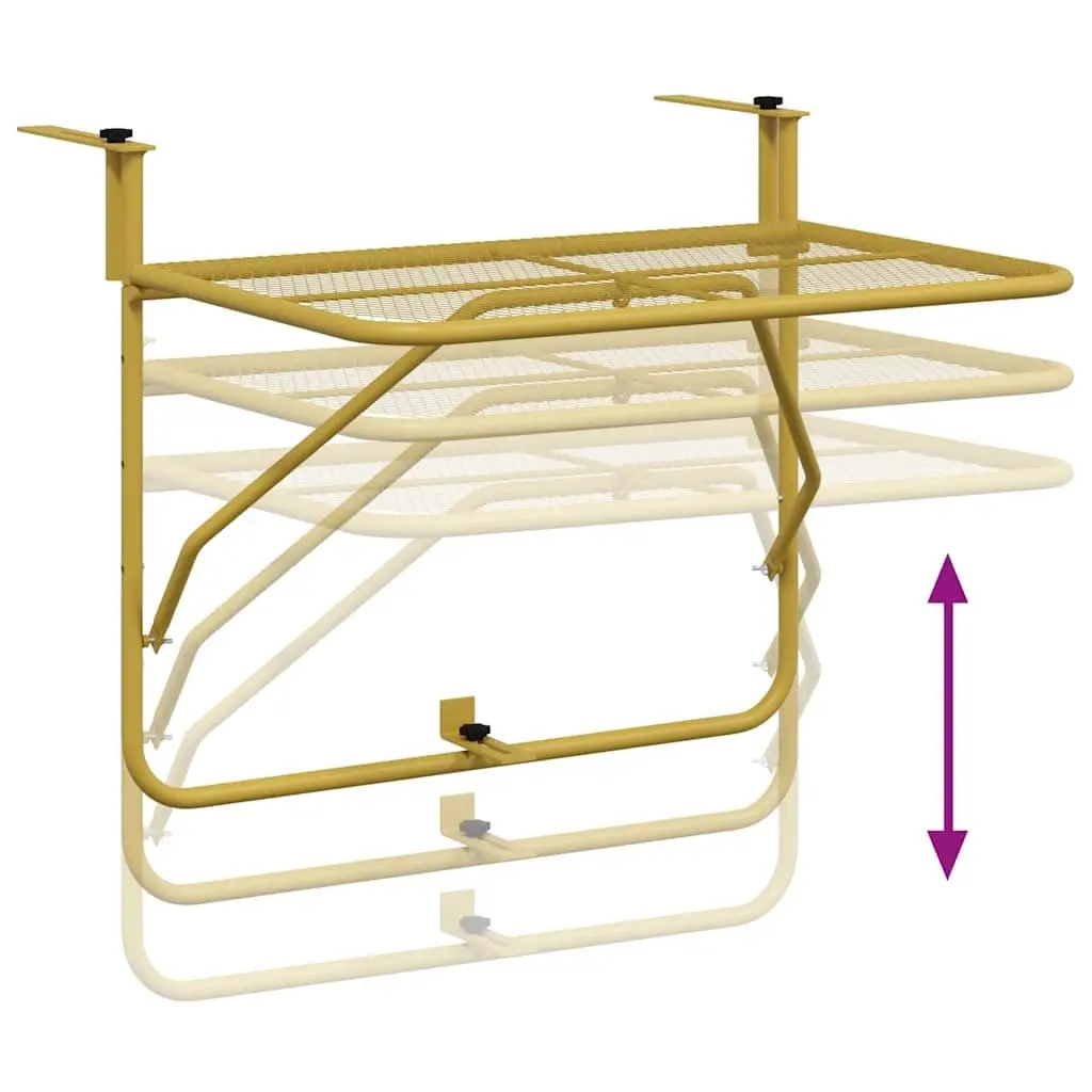 Foldable Balcony Table Outdoor Patio Coffee Side Table 60x40cm Gold Steel