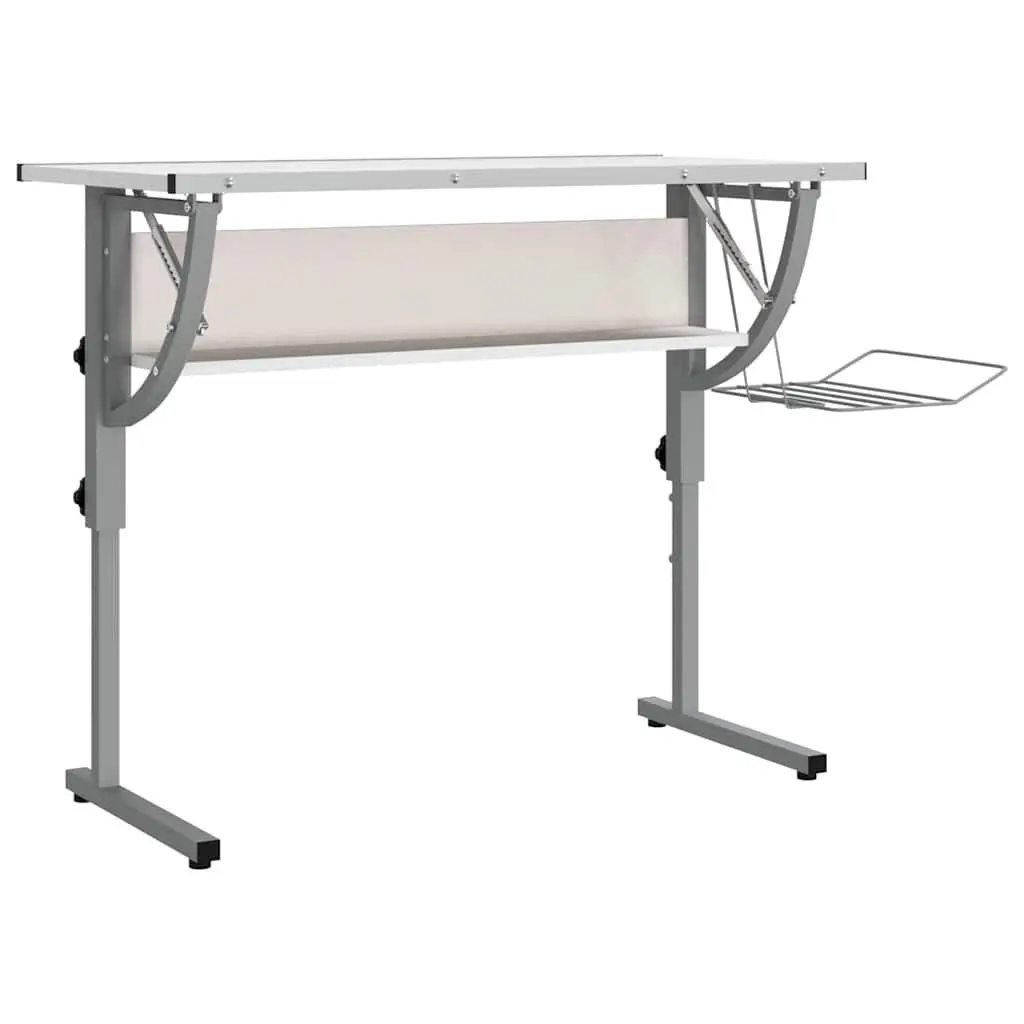 Craft Desk White Grey 110x53x(58-87)cm Adjustable Drawing Table Home Office