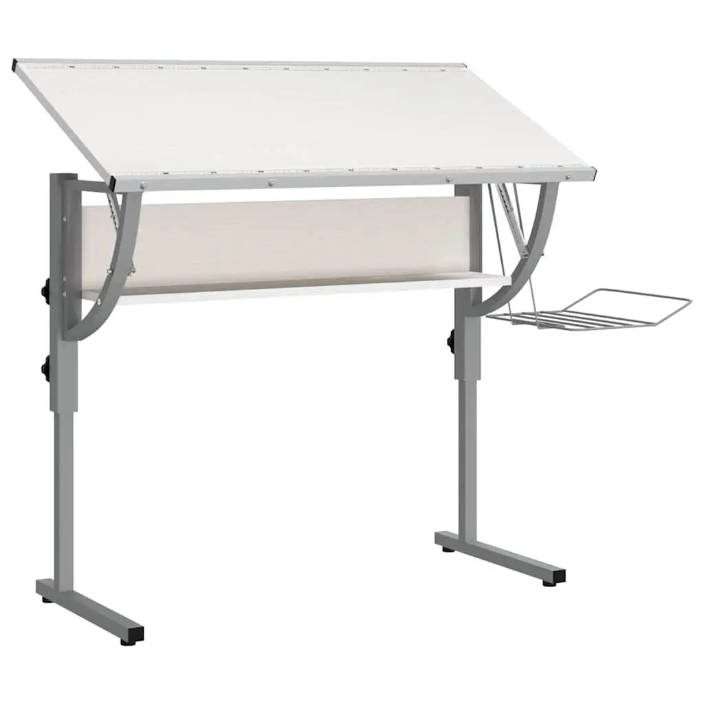 Craft Desk White Grey 110x53x(58-87)cm Adjustable Drawing Table Home Office