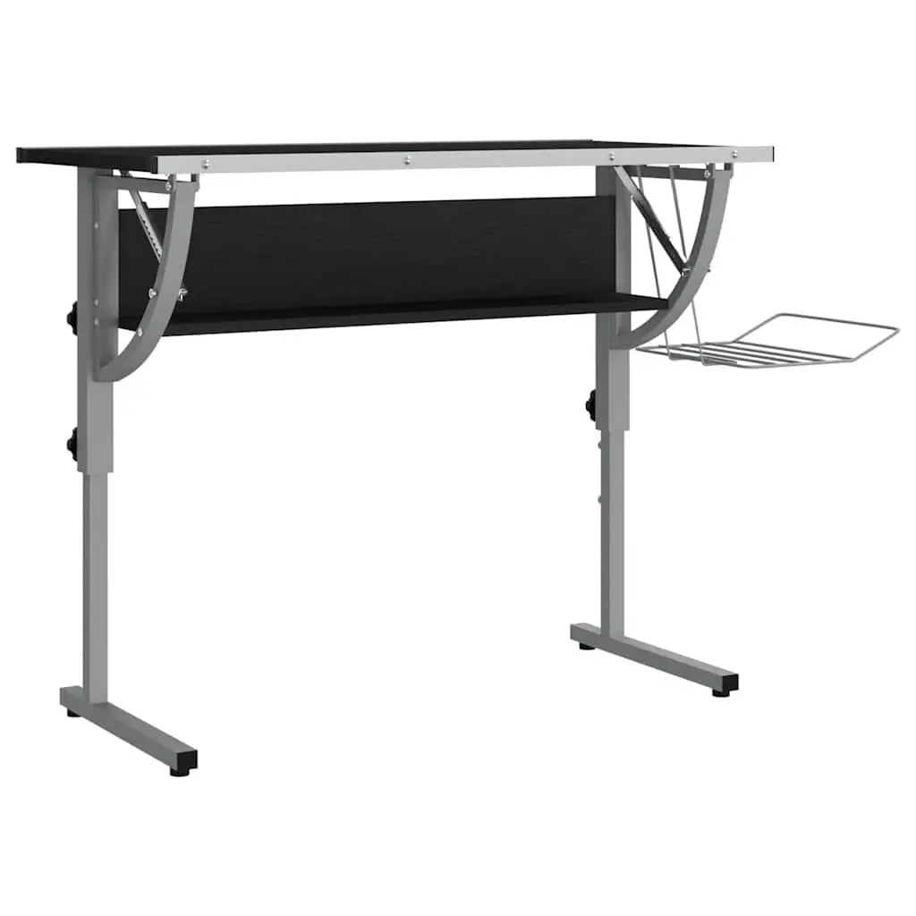 Craft Desk Adjustable Angle Tilt Desktop with Shelf Black and Grey 110 x 53 x 58-87 cm