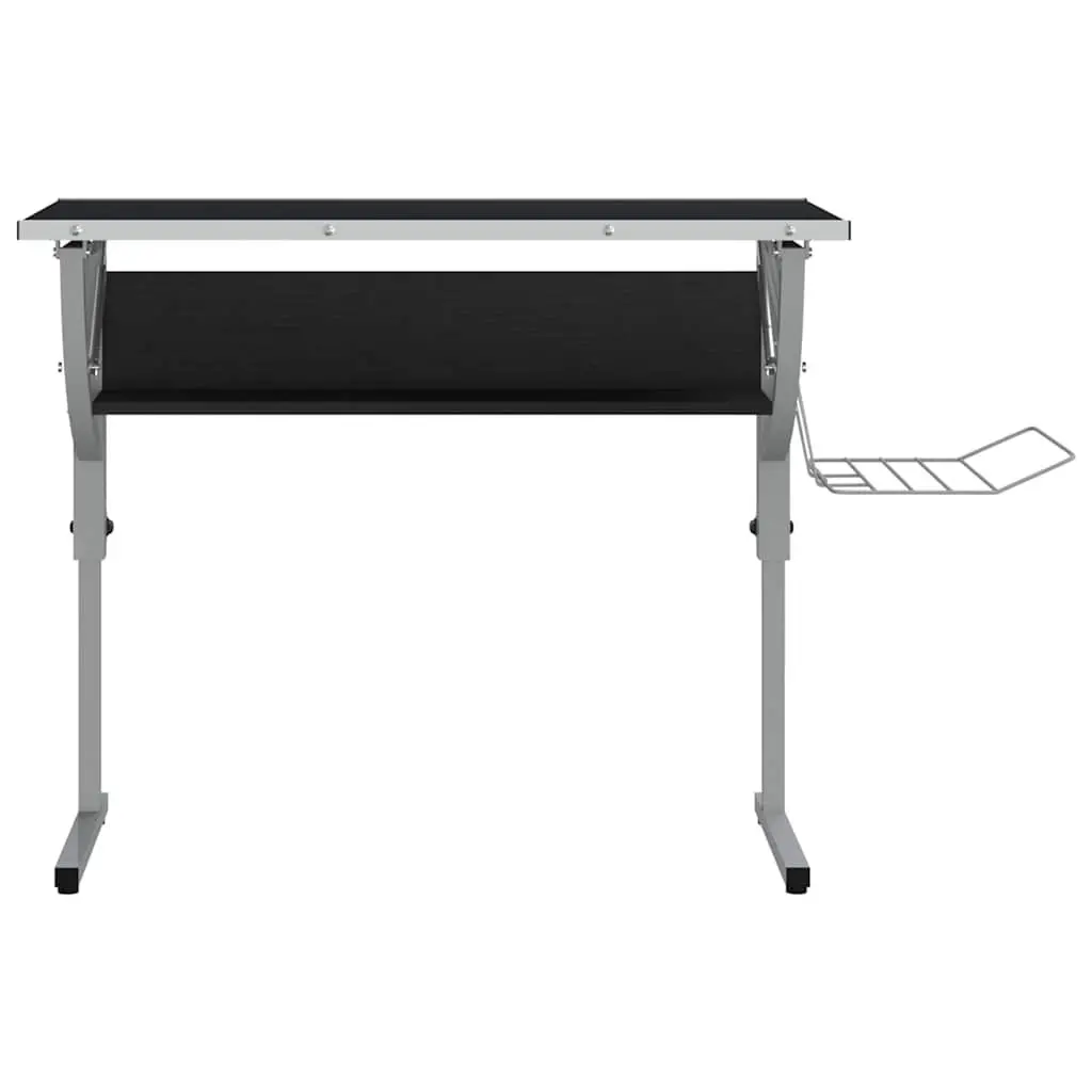 Craft Desk Adjustable Angle Tilt Desktop with Shelf Black and Grey 110 x 53 x 58-87 cm