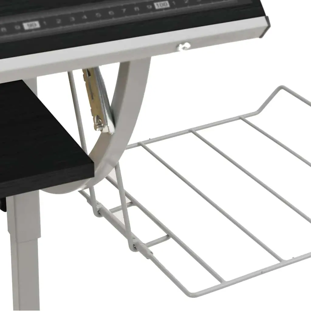 Craft Desk Adjustable Angle Tilt Desktop with Shelf Black and Grey 110 x 53 x 58-87 cm