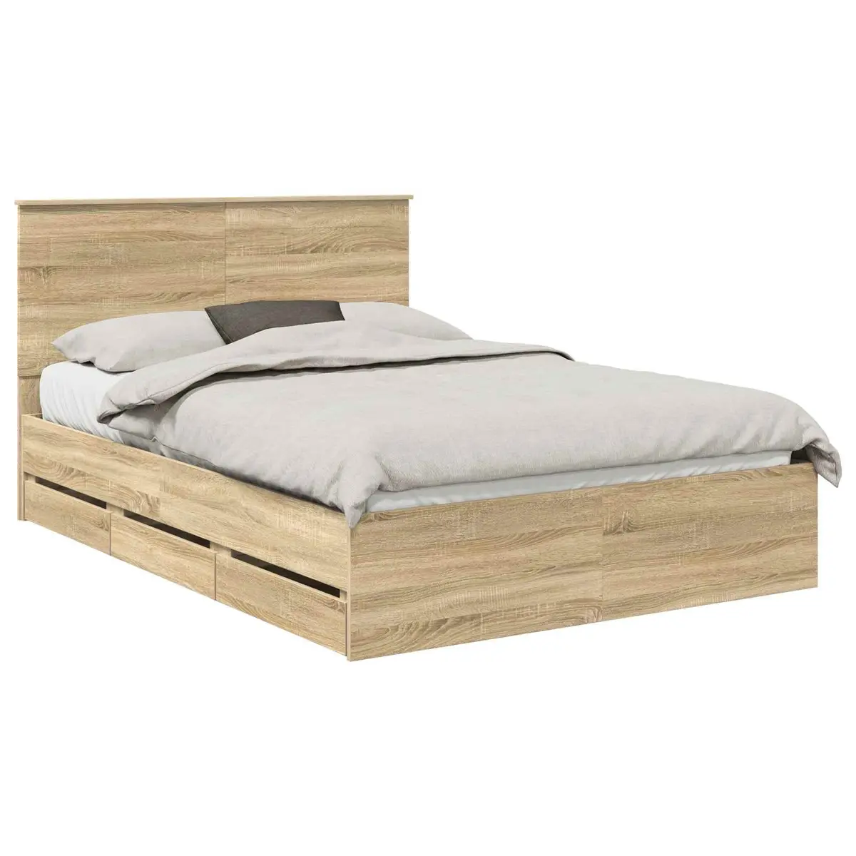 Bed Frame with Storage Drawers Engineered Wood Brown Modern 150 x 200 cm