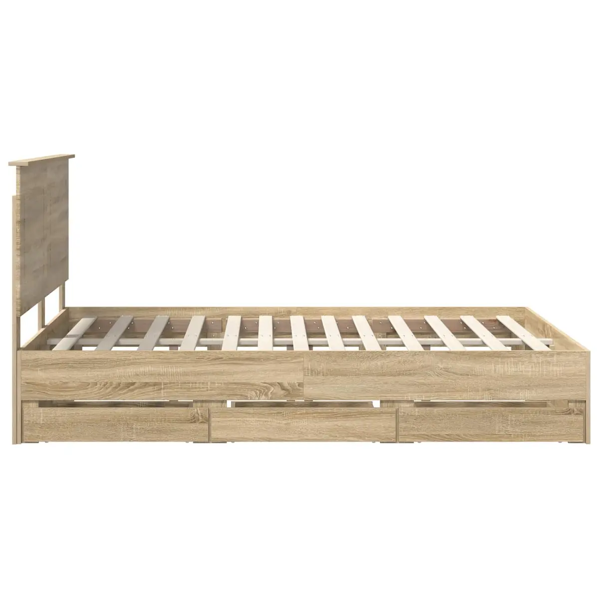 Bed Frame with Storage Drawers Engineered Wood Brown Modern 150 x 200 cm