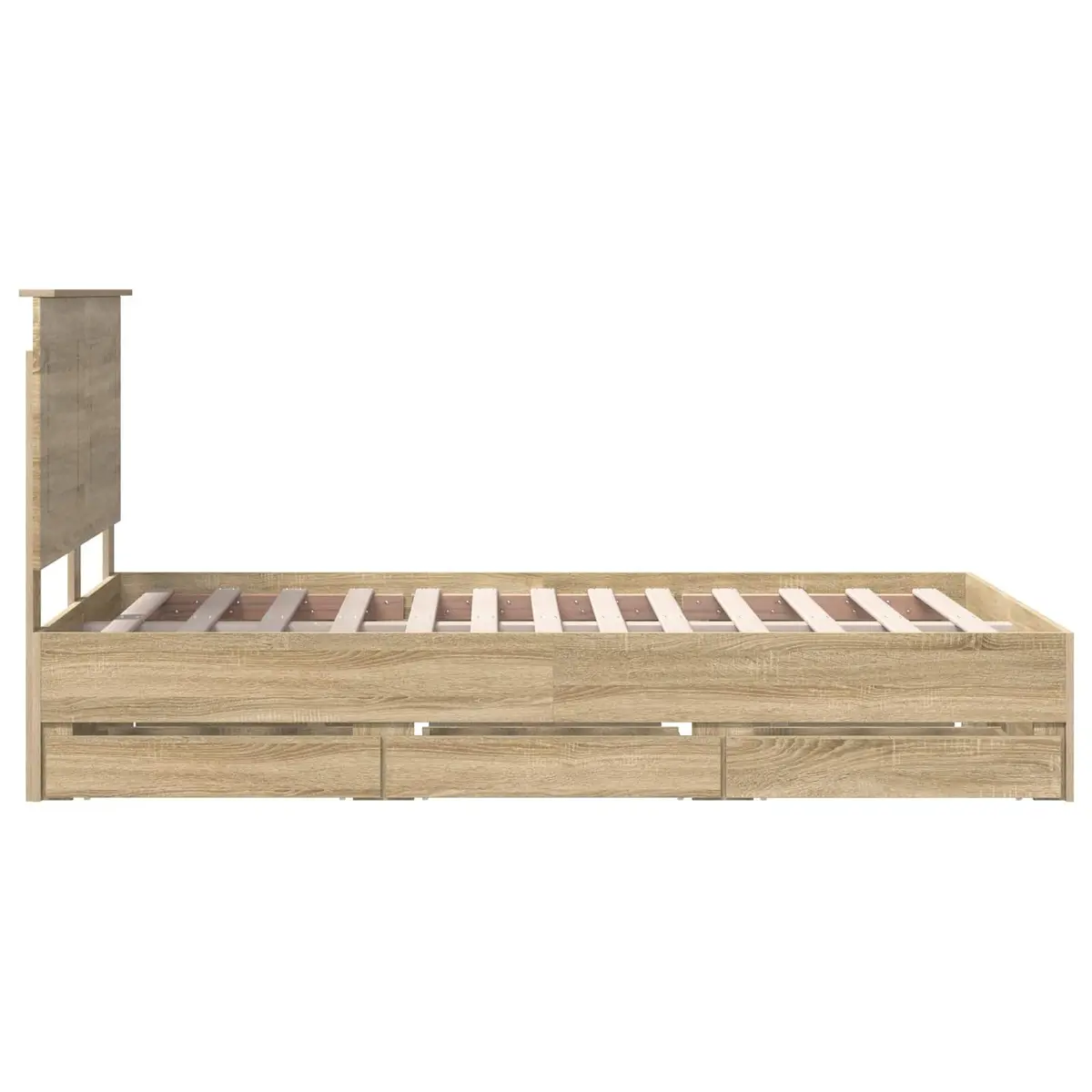 Bed Frame with Storage Drawer Modern Engineered Wood Sonoma Oak 135 x 190 cm