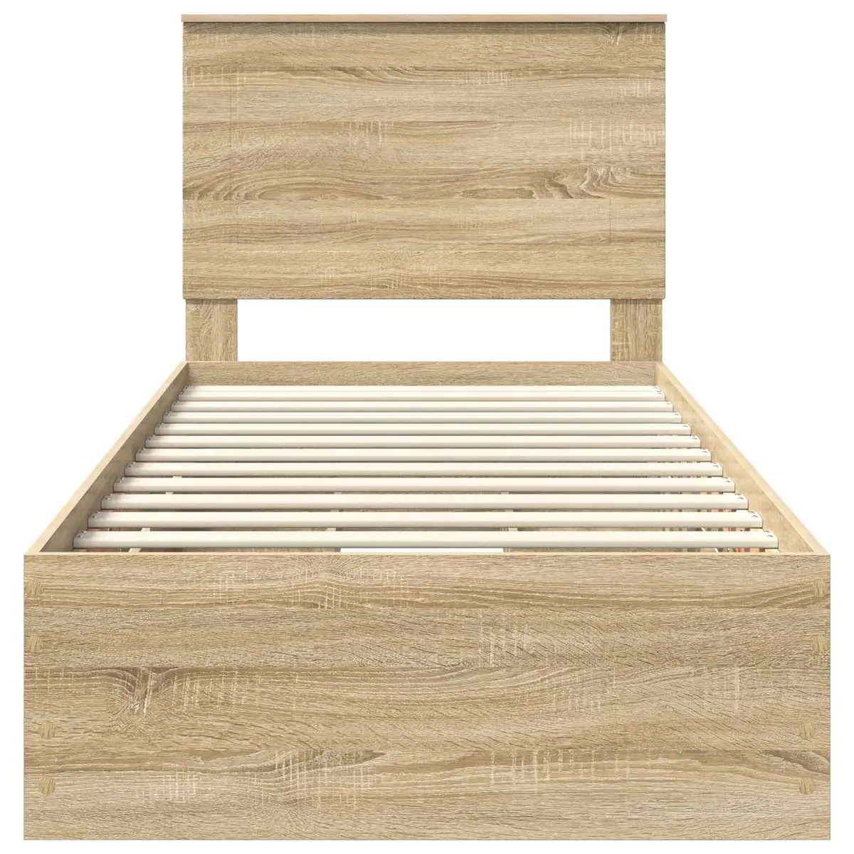 Storage Drawer Bed Frame Modern Sonoma Oak 90x190cm Engineered Wood with Slatted Base