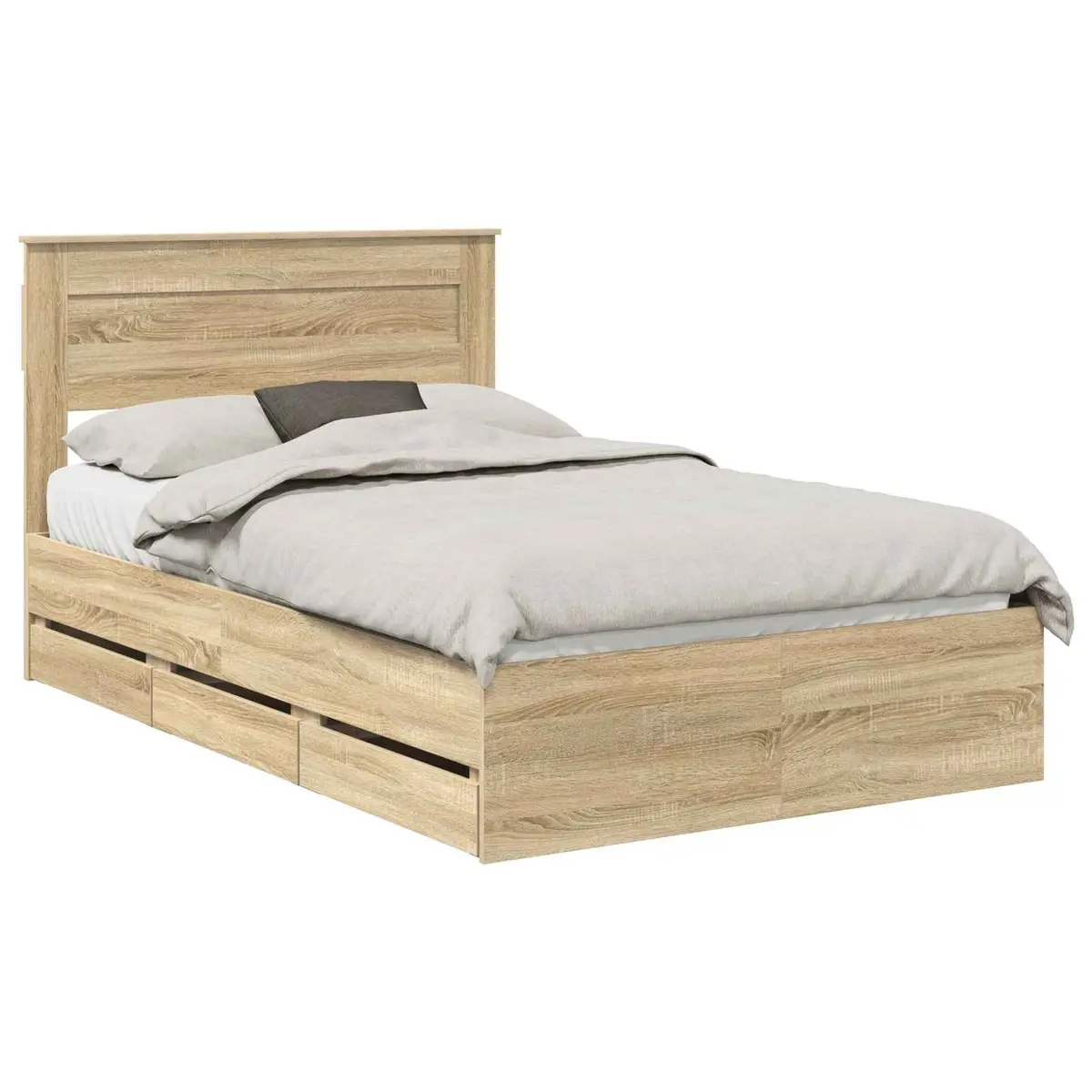 Bed Frame with Storage Drawer Engineered Wood Brown 135 x 190 cm