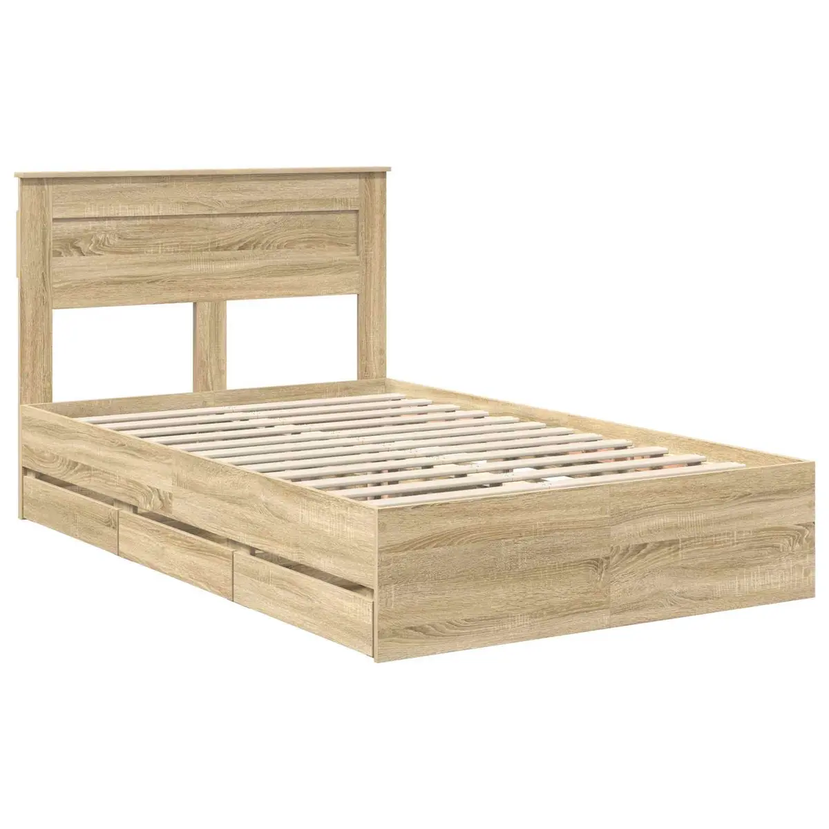 Bed Frame with Storage Drawer Engineered Wood Brown 135 x 190 cm