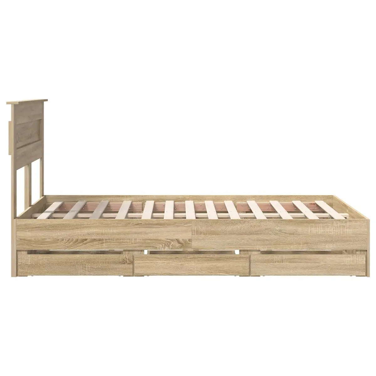 Bed Frame with Storage Drawer Engineered Wood Brown 135 x 190 cm