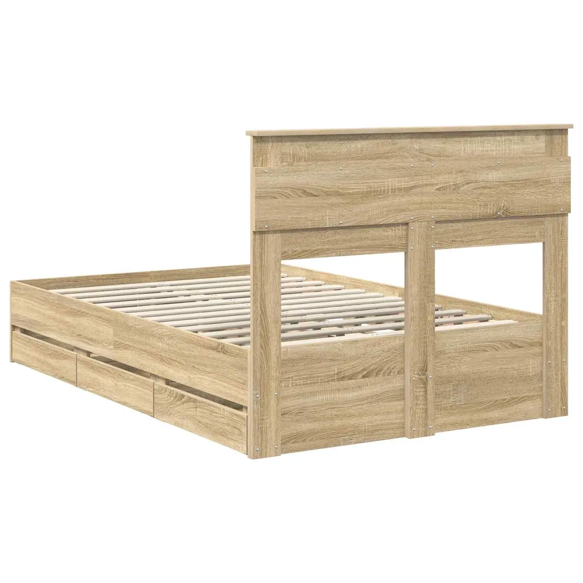 Bed Frame with Storage Drawer Engineered Wood Brown 135 x 190 cm