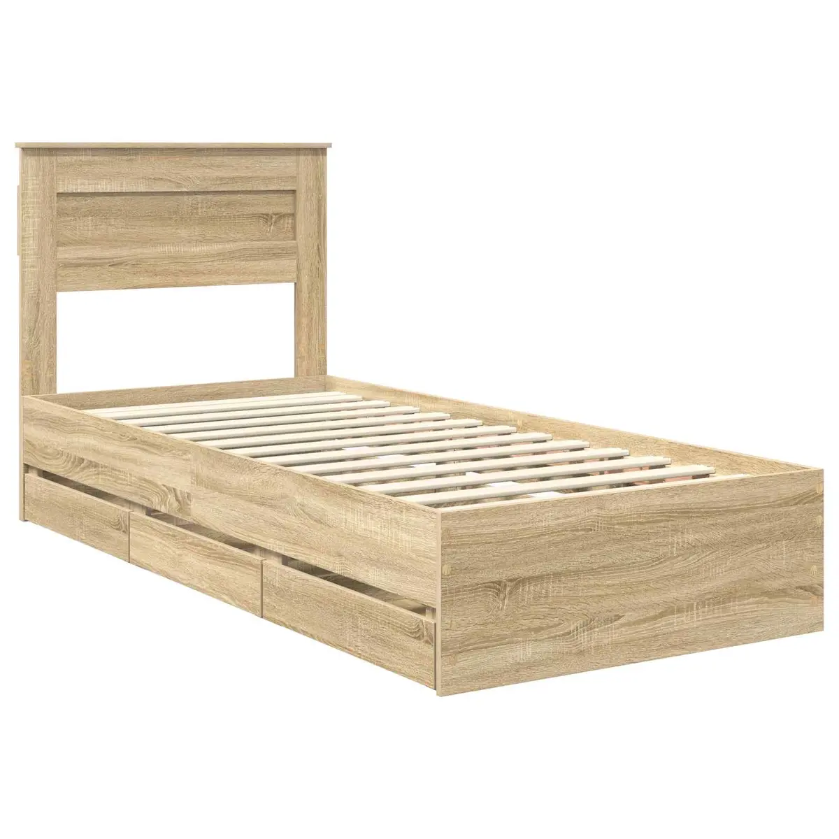 Bed Frame with Storage Drawer Modern Engineered Wood Sonoma Oak 90 x 190 cm