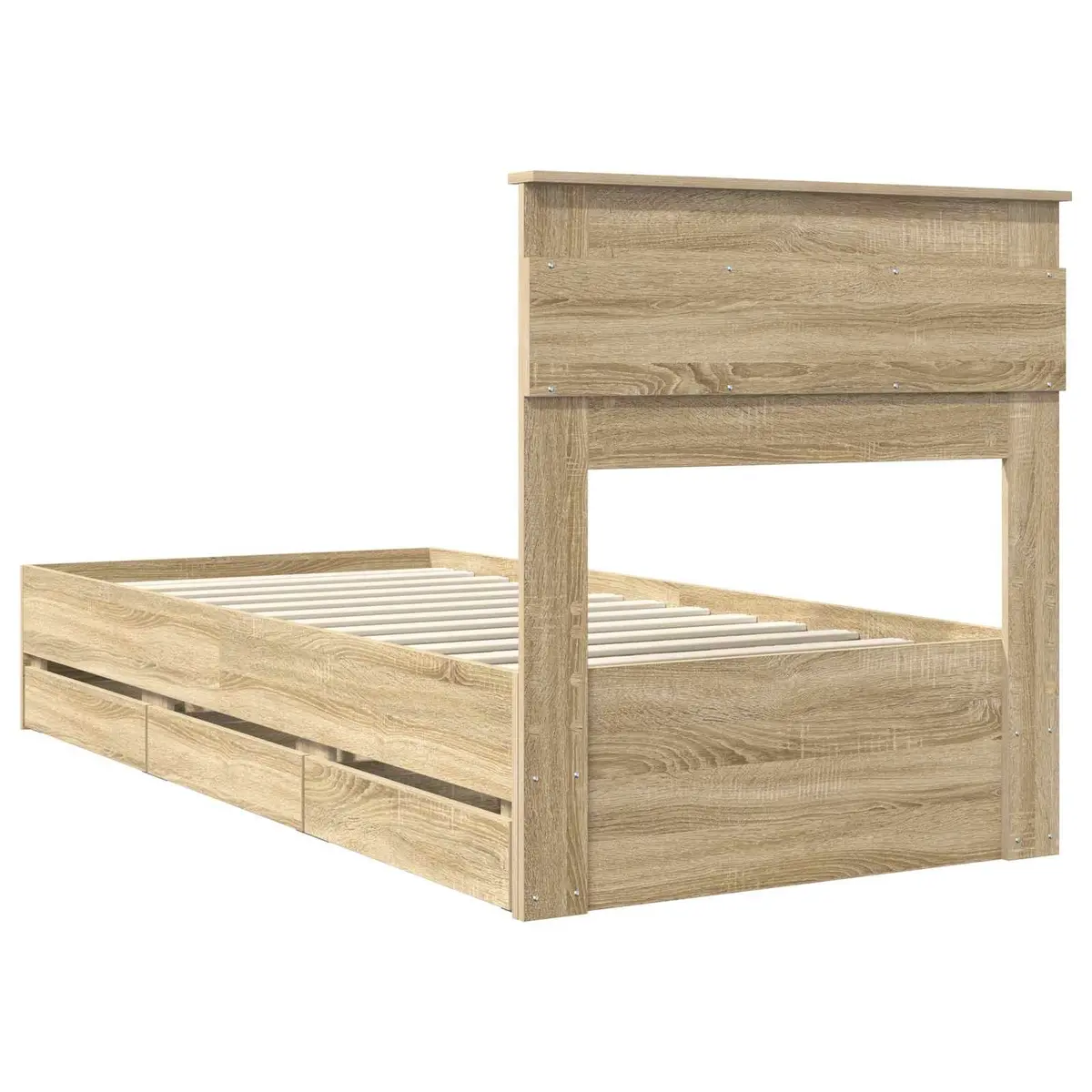 Bed Frame with Storage Drawer Modern Engineered Wood Sonoma Oak 90 x 190 cm