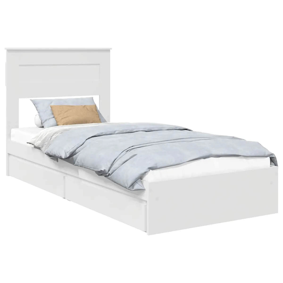 Storage Bed Frame with Drawer White 90 x 190 cm Engineered Wood