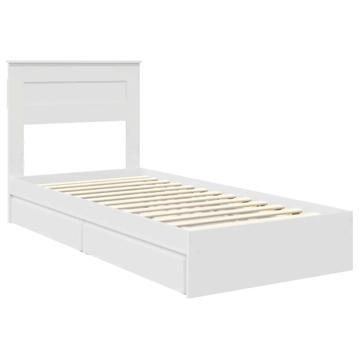 Storage Bed Frame with Drawer White 90 x 190 cm Engineered Wood