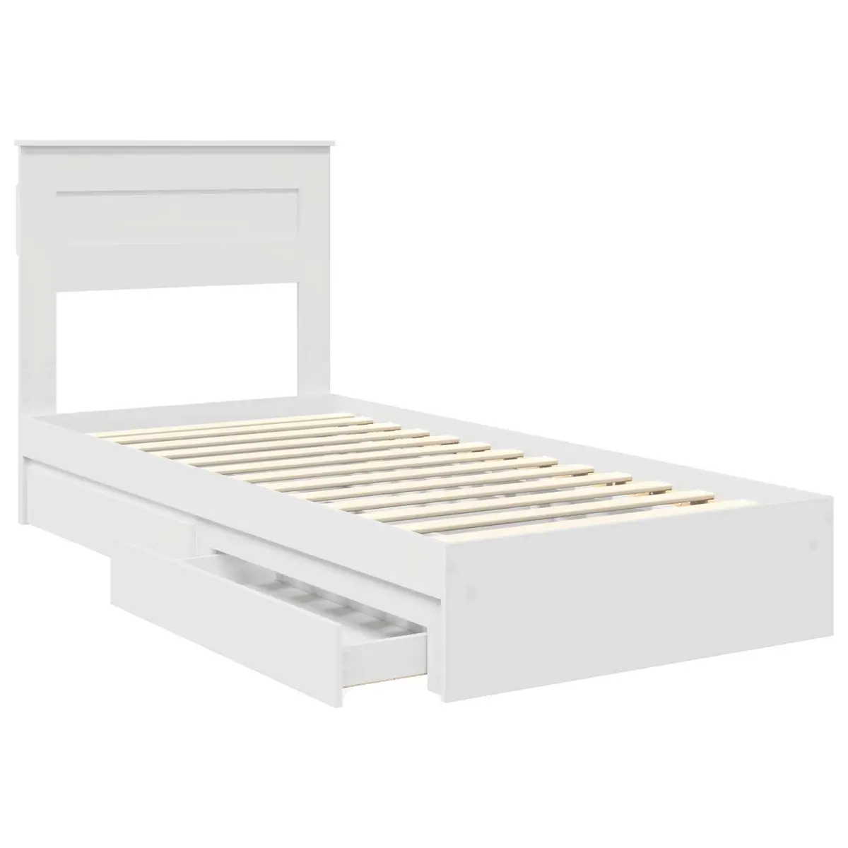 Storage Bed Frame with Drawer White 90 x 190 cm Engineered Wood