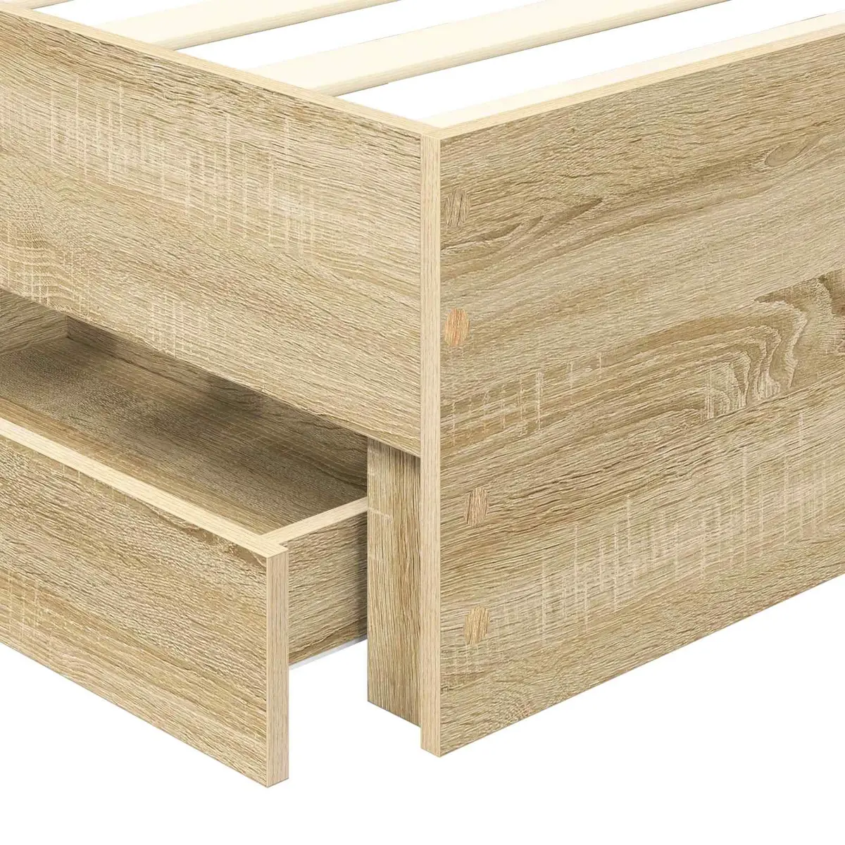 Bed Frame with Storage Drawer Engineered Wood Modern 90 x 190 cm Brown