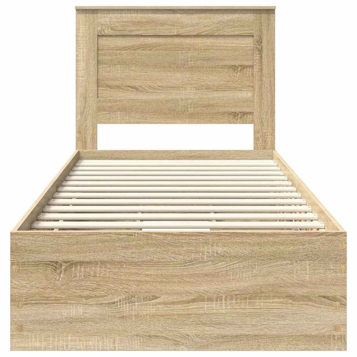 Bed Frame with Storage Drawer Engineered Wood Modern 90 x 190 cm Brown