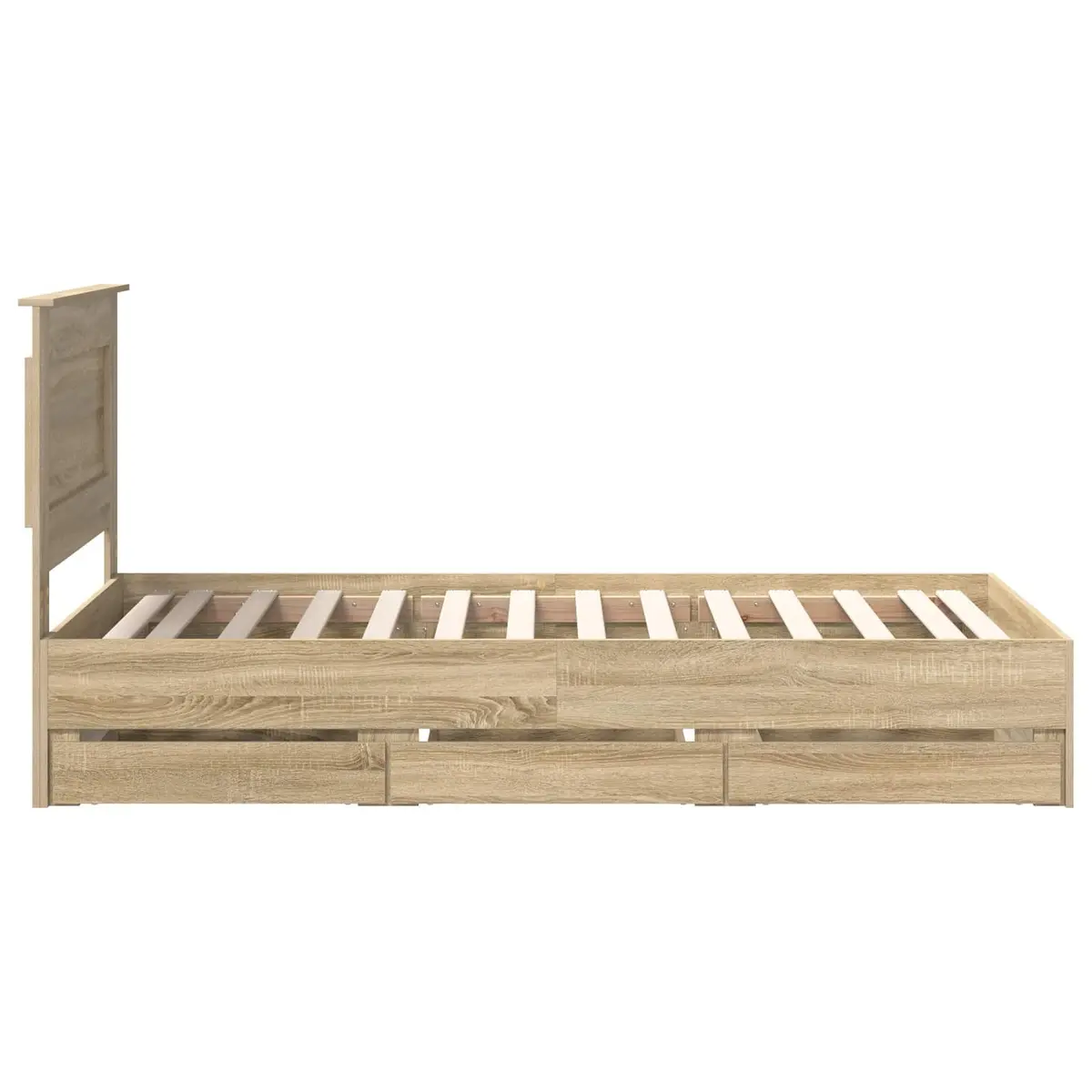 Bed Frame with Storage Drawer Engineered Wood Modern 90 x 190 cm Brown