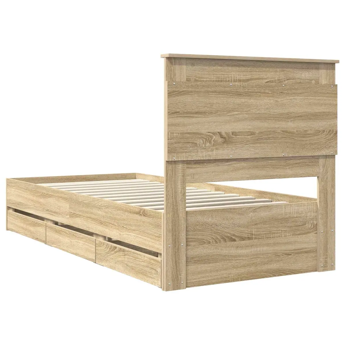 Bed Frame with Storage Drawer Engineered Wood Modern 90 x 190 cm Brown