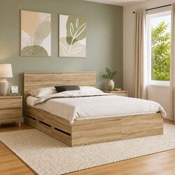 Bed Frame with Storage Drawer Sonoma Oak 150 x 200 cm Engineered Wood