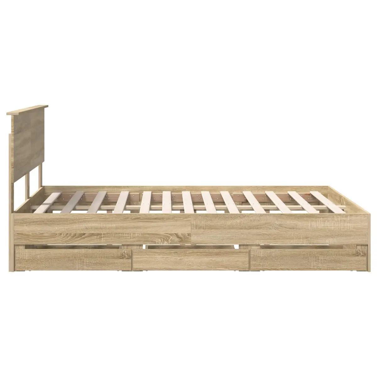 Bed Frame with Storage Drawer Sonoma Oak 135 x 190 cm Modern Bedroom Furniture