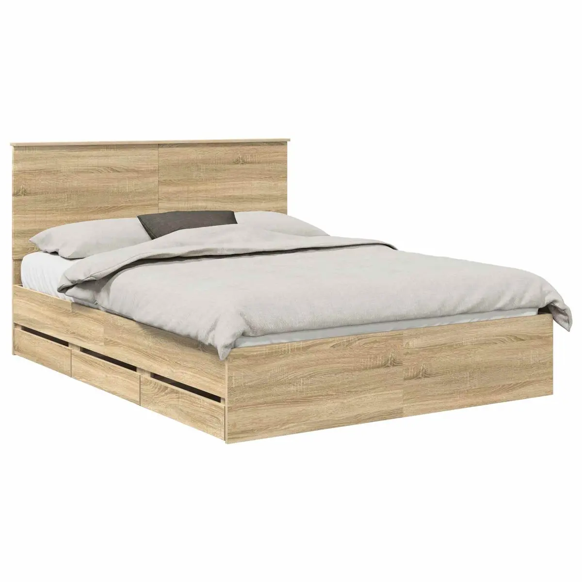 Bed Frame with Storage in Sonoma Oak Finish