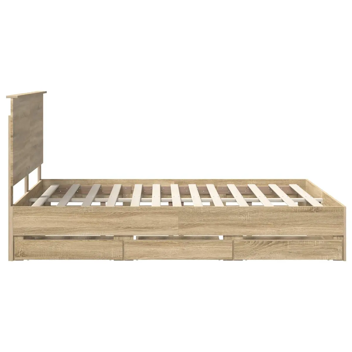 Bed Frame with Storage in Sonoma Oak Finish