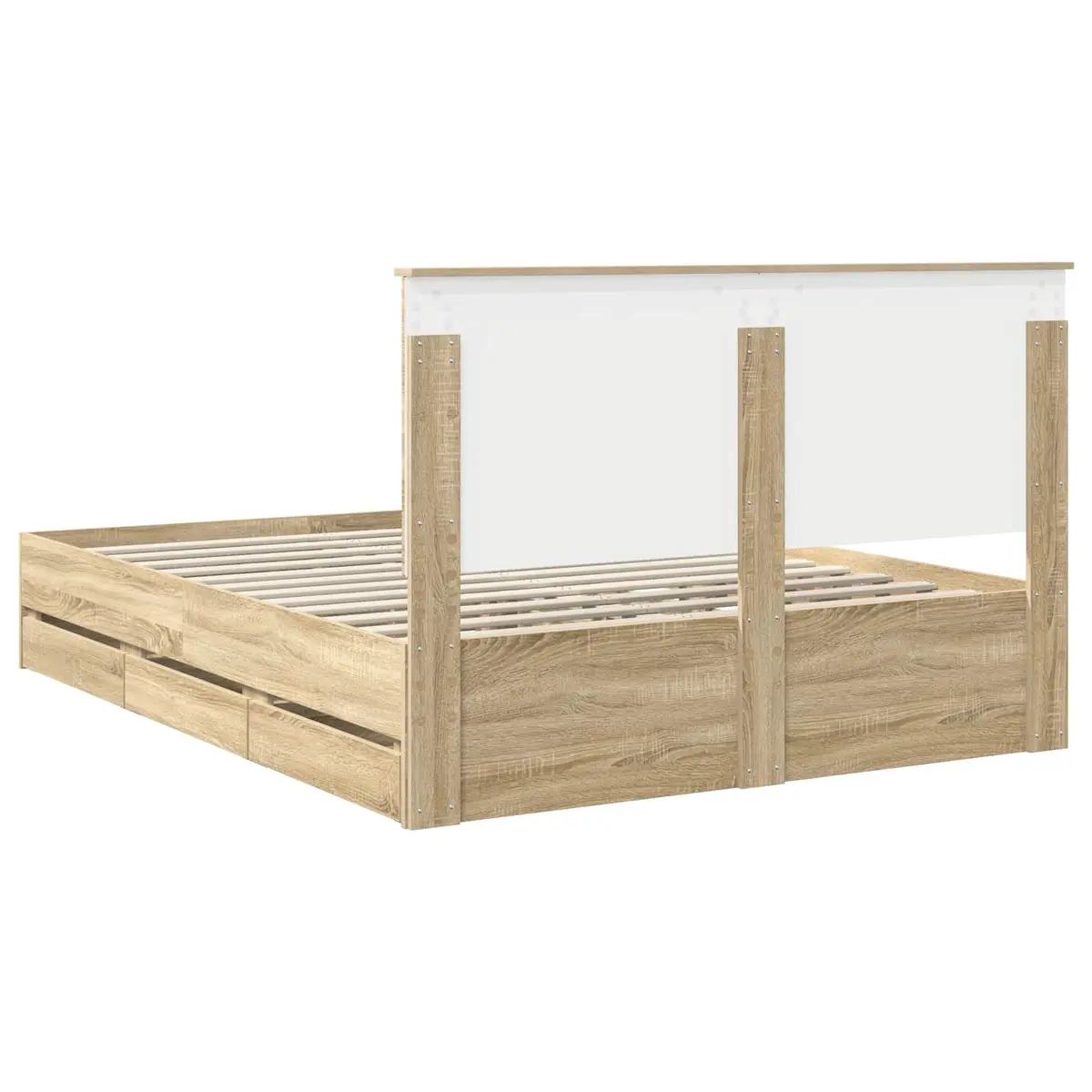 Bed Frame with Storage in Sonoma Oak Finish