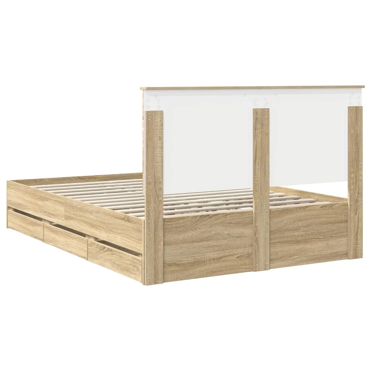 Bed Frame with Drawer Storage Engineered Wood Sonoma Oak 135 x 190 cm
