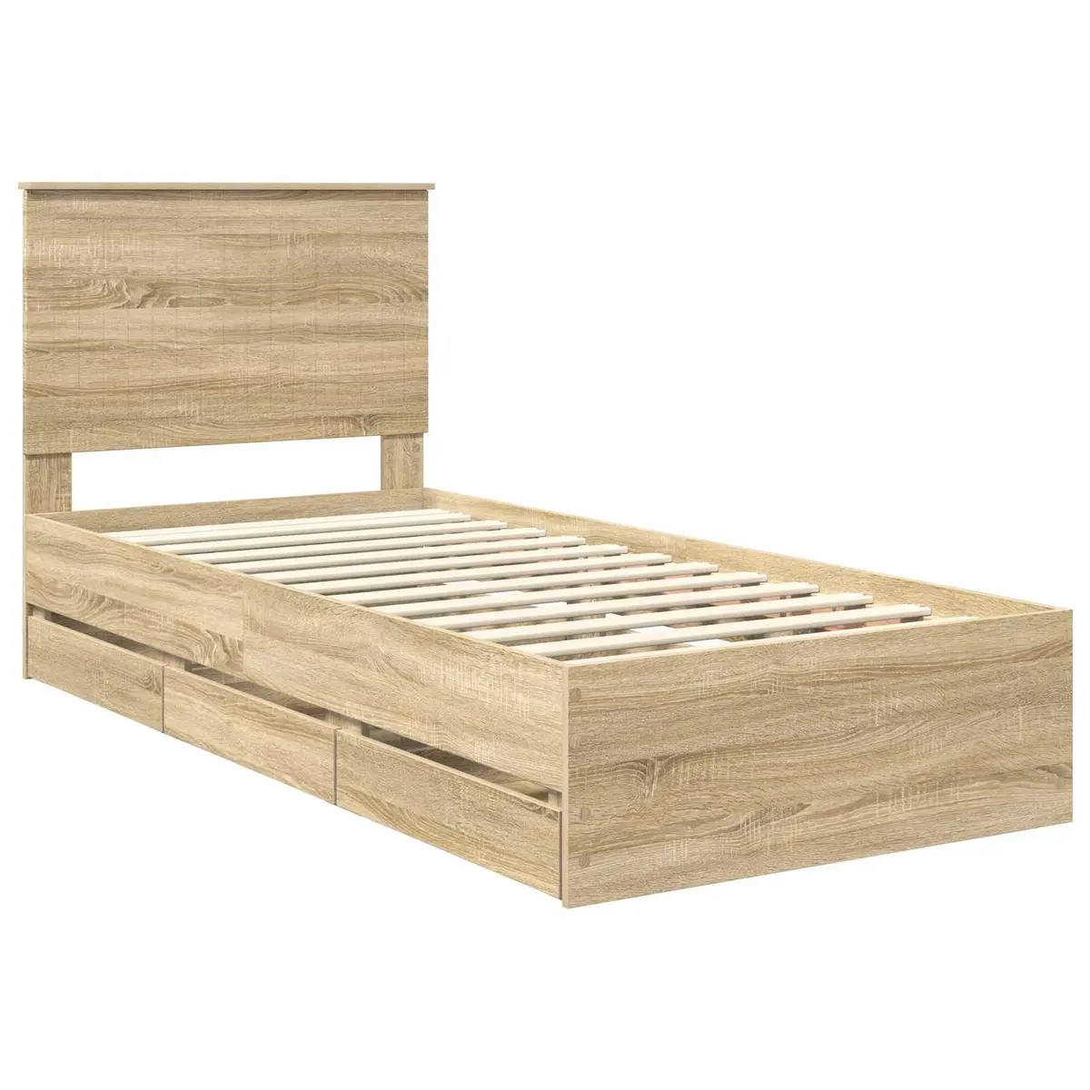 Bed Frame with Drawer Storage in Sonoma Oak 90 x 190 cm