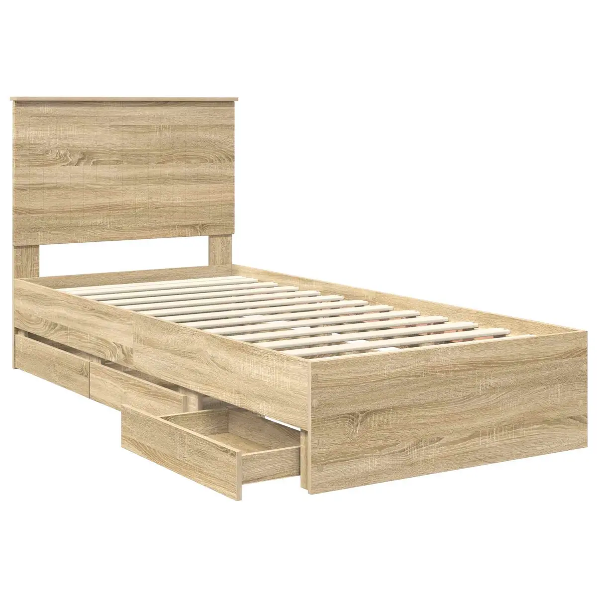 Bed Frame with Drawer Storage in Sonoma Oak 90 x 190 cm