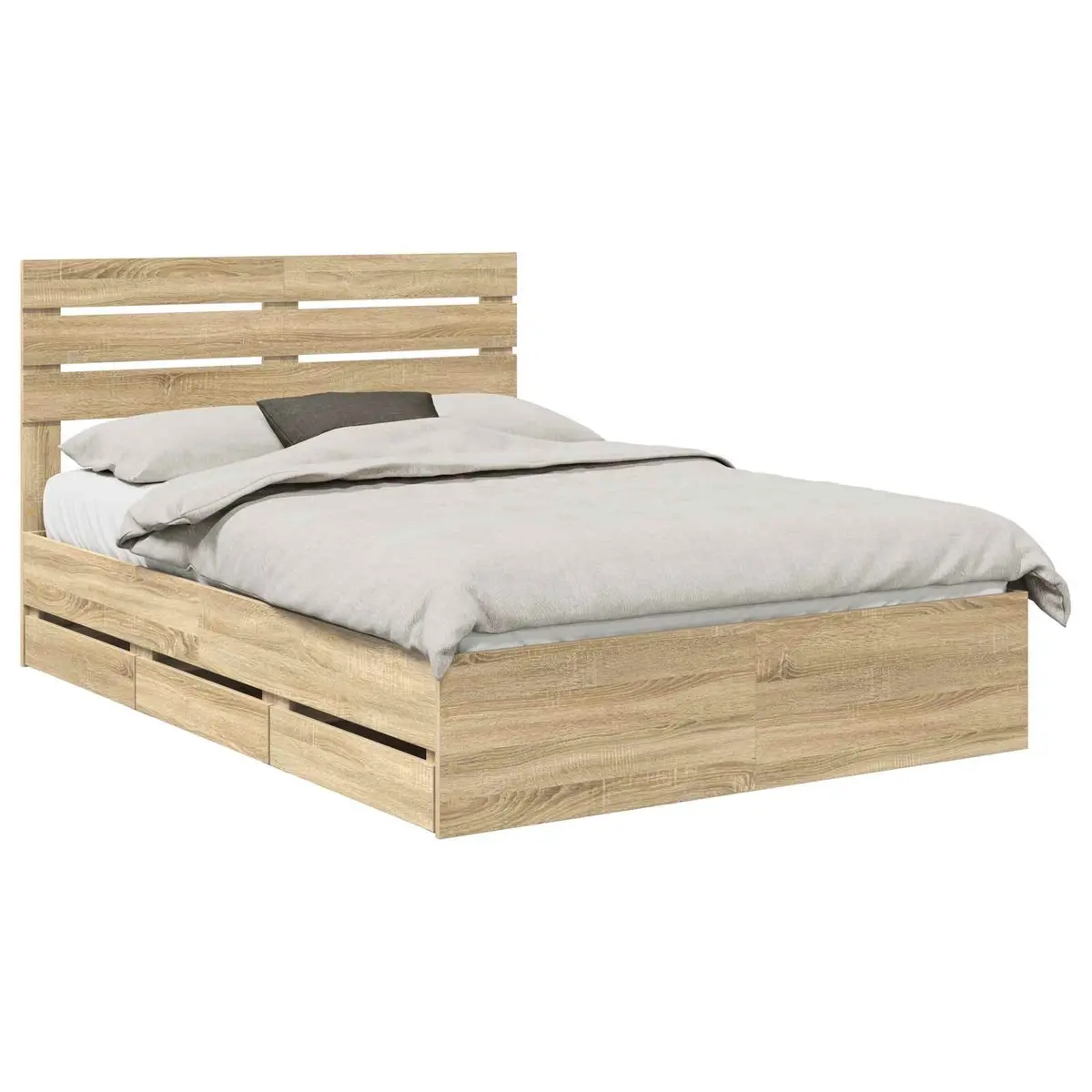 Bed Frame with Storage Drawer Sonoma Oak 150 x 200 cm