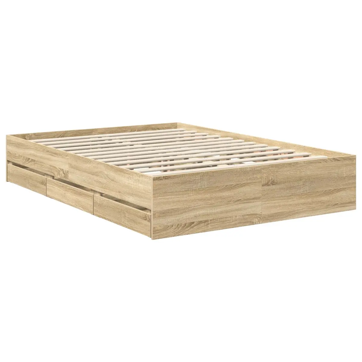 Brown Bed Frame with Drawer for Storage