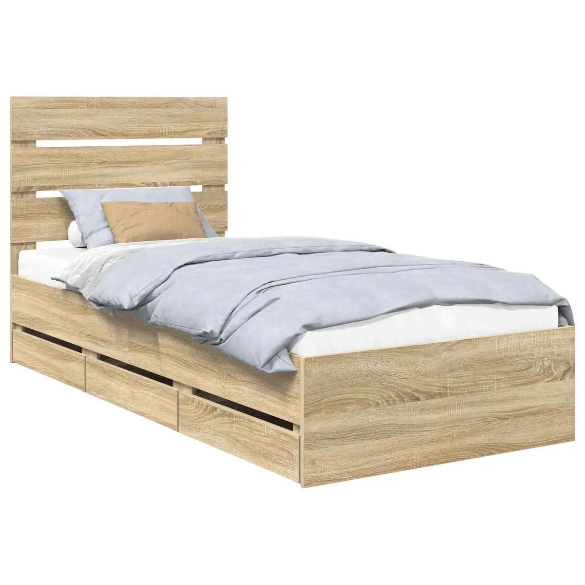 Sonoma Oak Bed Frame with Storage Drawers 90 x 190 cm