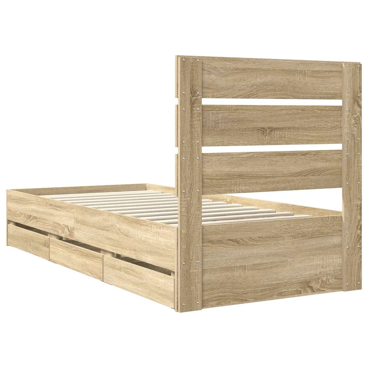 Sonoma Oak Bed Frame with Storage Drawers 90 x 190 cm