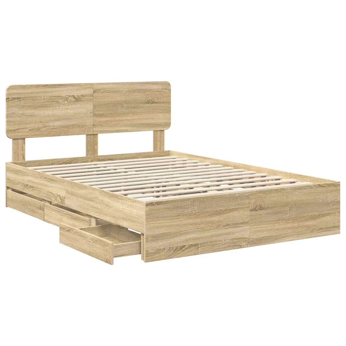 Bed Frame with Storage Drawers Modern Bedroom Furniture Engineered Wood
