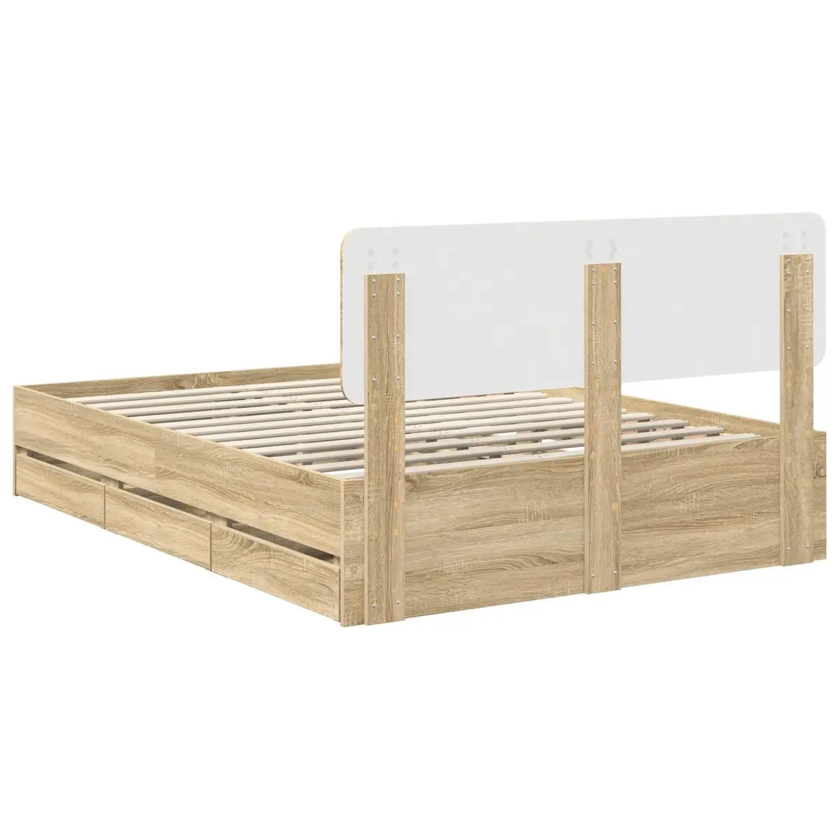 Bed Frame with Storage Drawers Modern Bedroom Furniture Engineered Wood