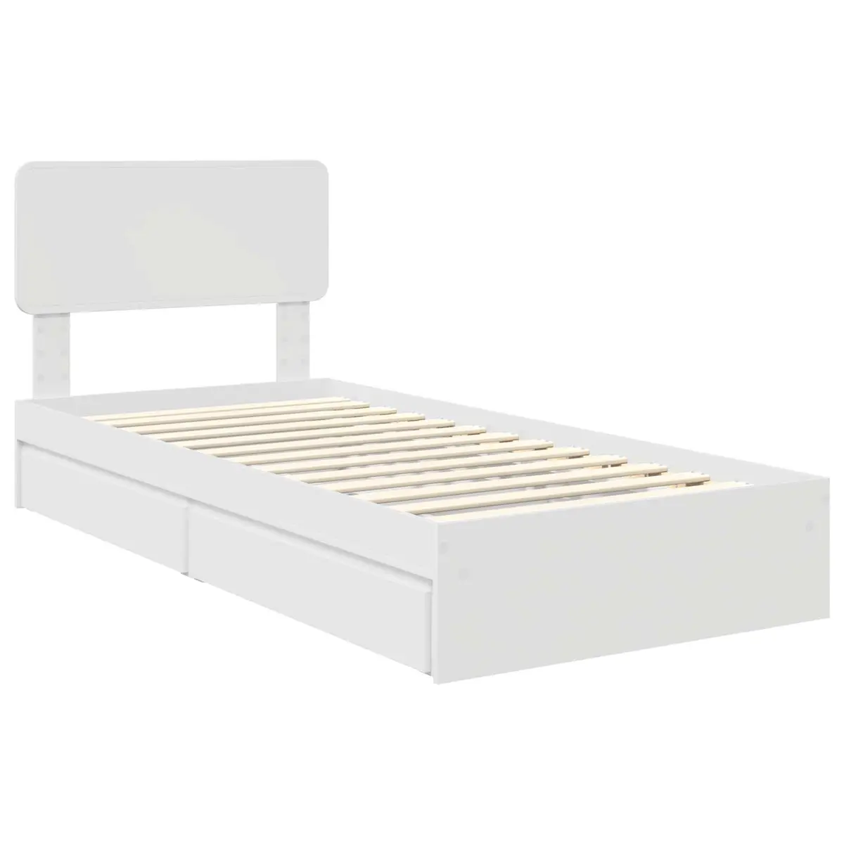 White Engineered Wood Storage Bed Frame with Drawers Platform 90 x 190 cm