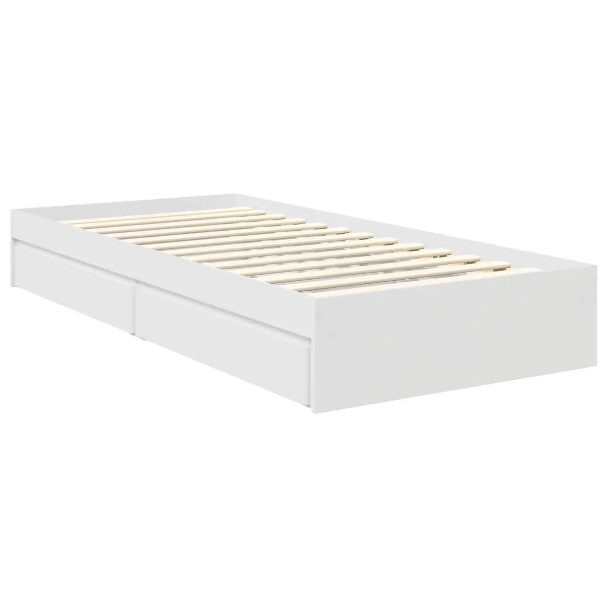 White Engineered Wood Storage Bed Frame with Drawers Platform 90 x 190 cm