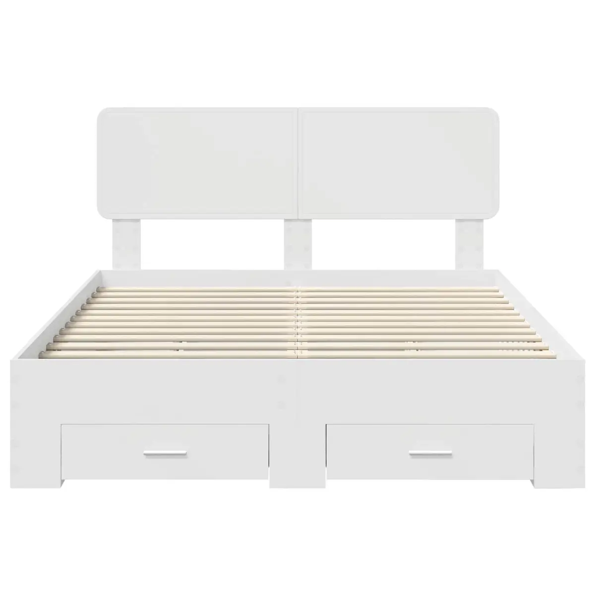 White Bed Frame with Headboard Storage Drawers 150 x 200 cm Engineered Wood
