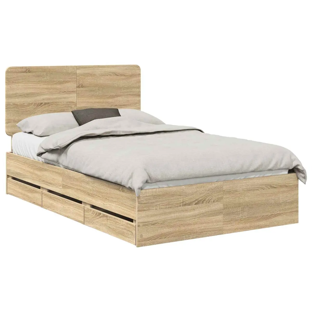 Bed Frame with Drawer Storage Engineered Wood Sonoma Oak 135 x 190 cm
