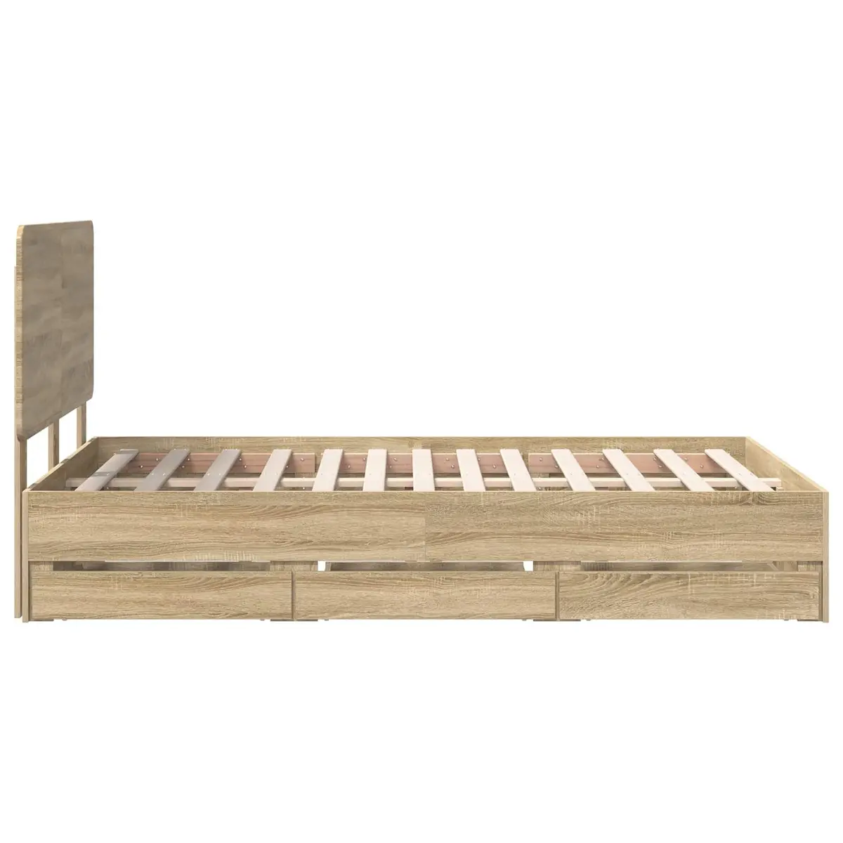 Bed Frame with Drawer Storage Engineered Wood Sonoma Oak 135 x 190 cm